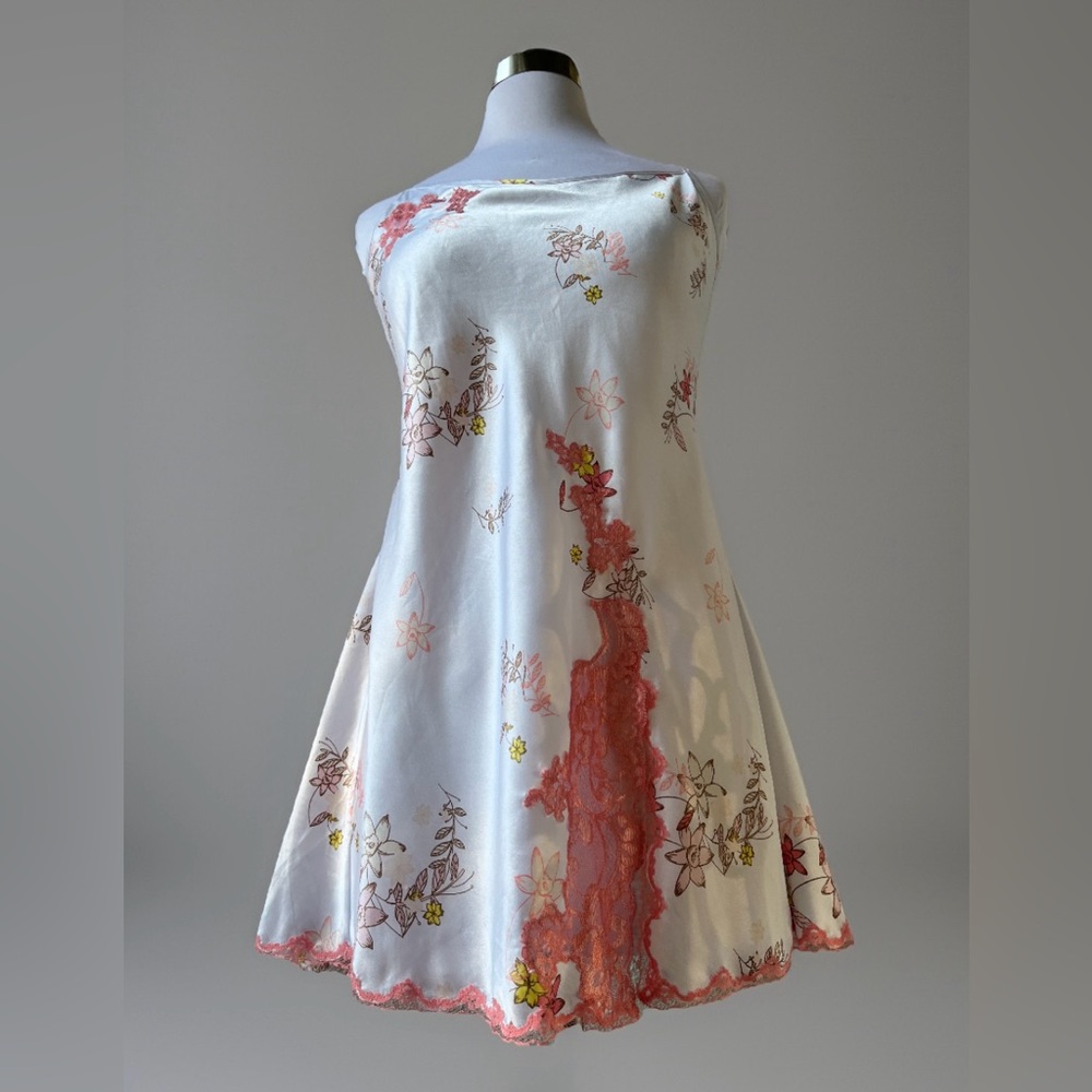 Y2K Victoria’s Secret Madison Beer White Satin Floral Lace Fairy Slip Dress Sz L